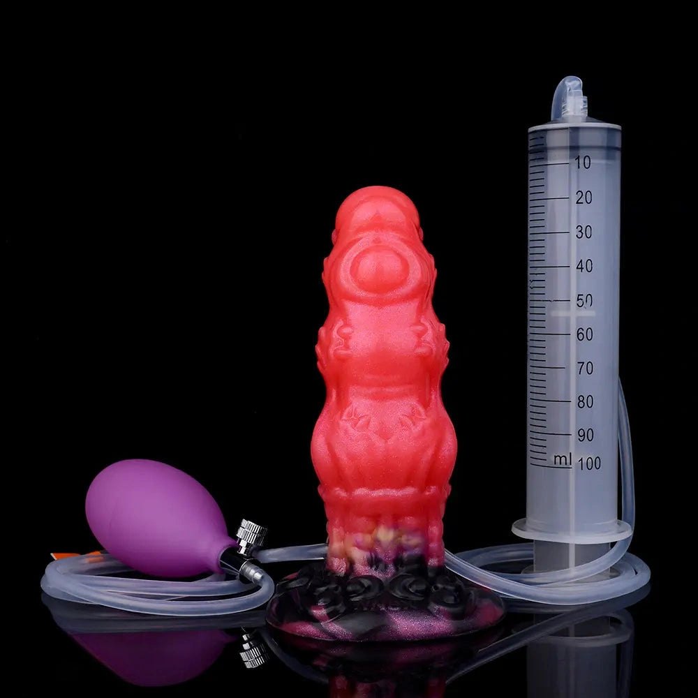 Red squirting monster silicone fantasy dildo, photo 17