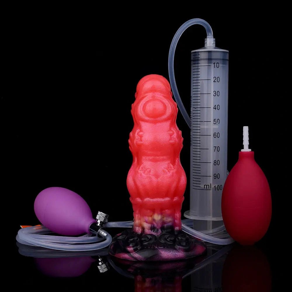 Red squirting monster silicone fantasy dildo, photo 18