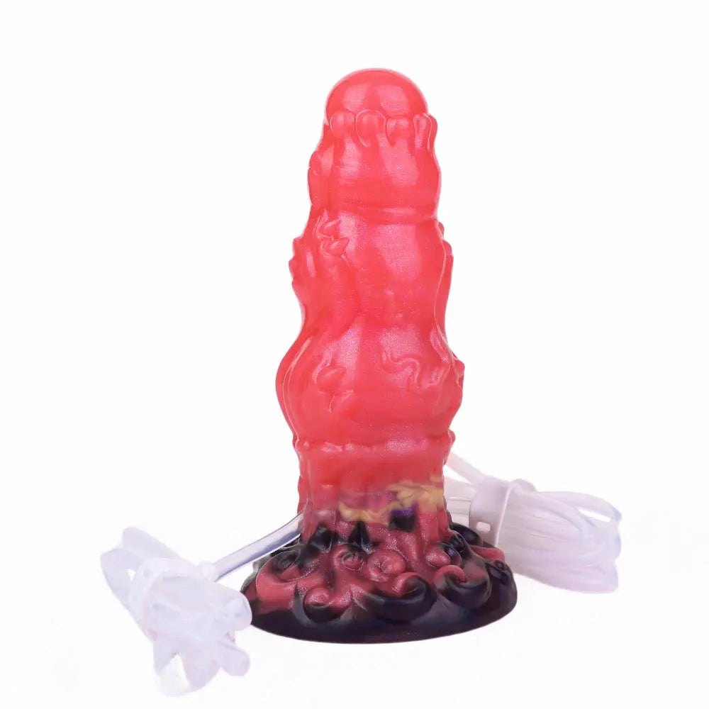 Red squirting monster silicone fantasy dildo, photo 3