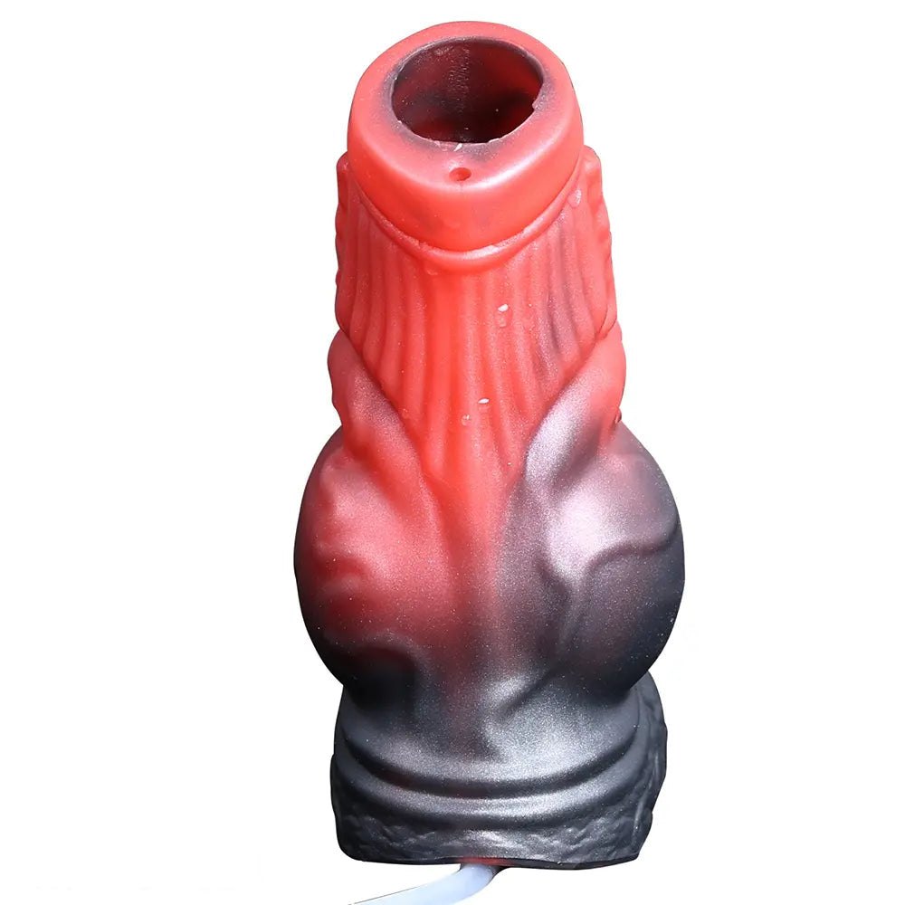 Black and red monster style silicone cock ring sleeve, photo 3