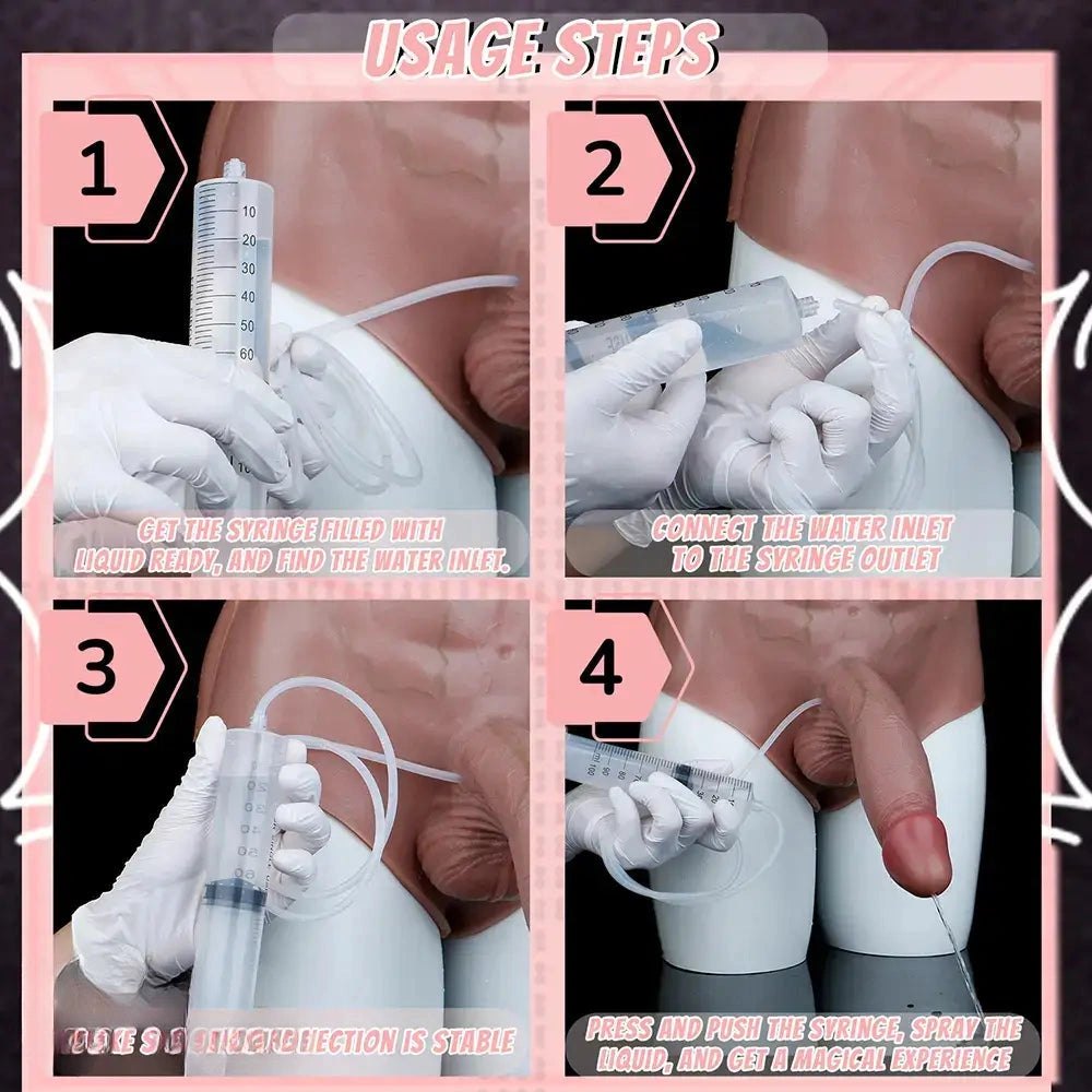 Flesh-toned squirting strap-on dildo, photo 3