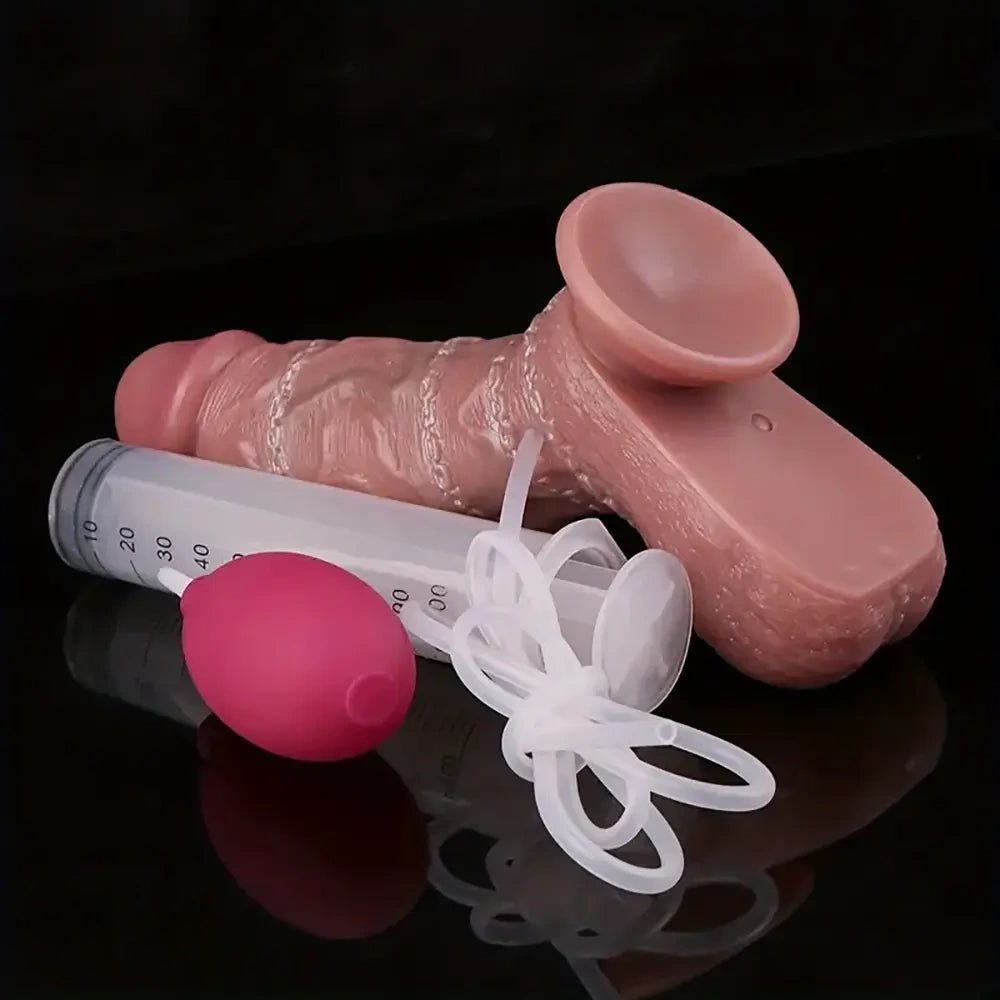 Flesh tone curved squirting dildo, photo 10