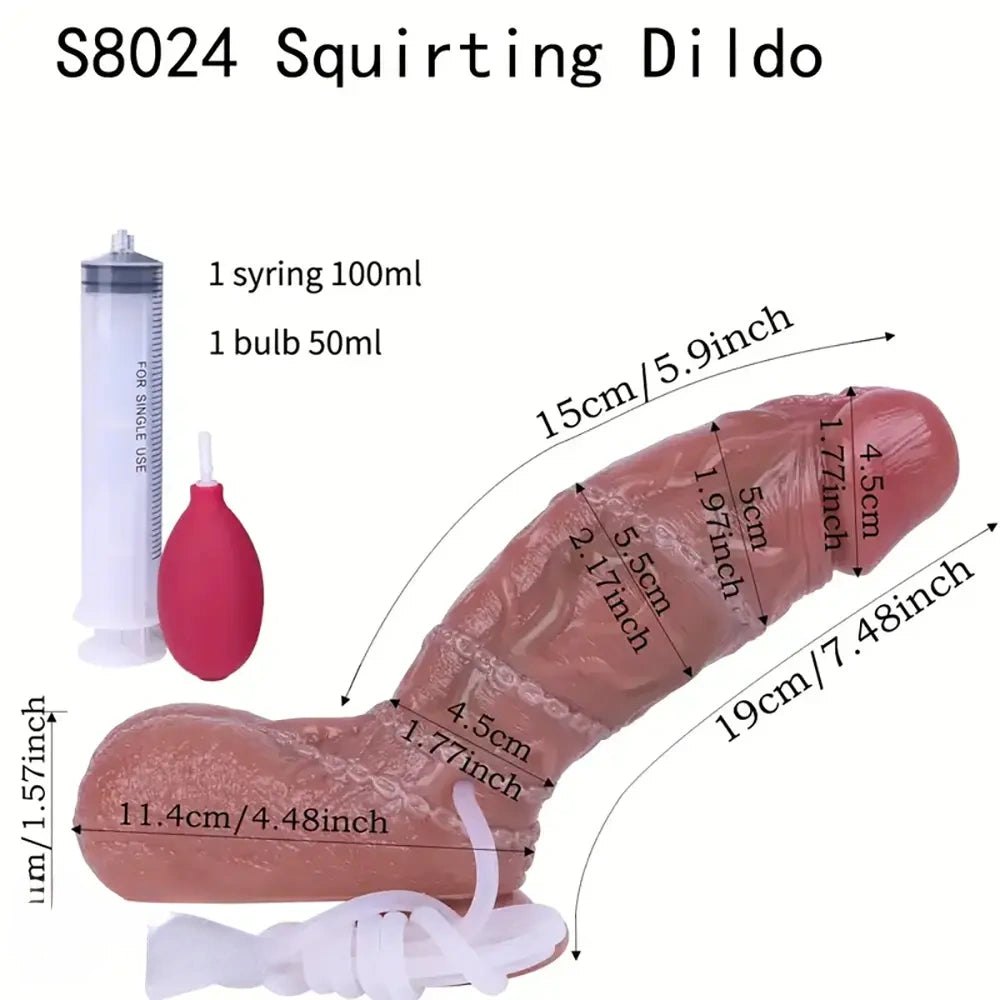 Flesh tone curved squirting dildo, photo 7