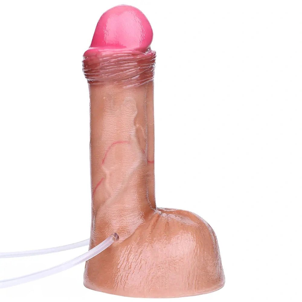 Flesh tone silicone squirting dildo with suction cup base, photo 10