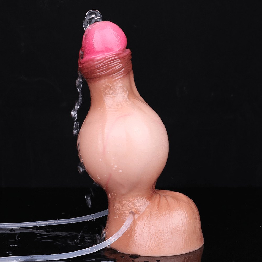 Flesh tone silicone squirting dildo with suction cup base, photo 4