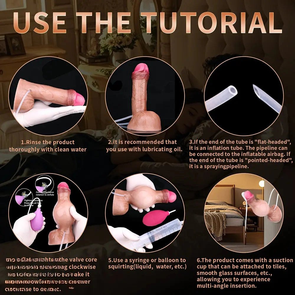 Flesh tone silicone squirting dildo with suction cup base, photo 8