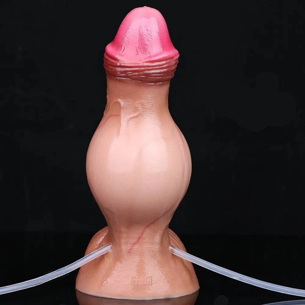 Flesh tone silicone squirting dildo with suction cup base, photo 9