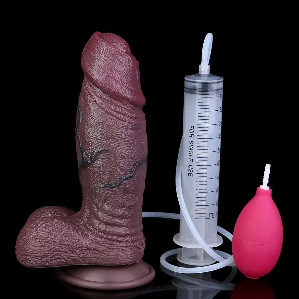 Coffee colored realistic squirting dildo, photo 16