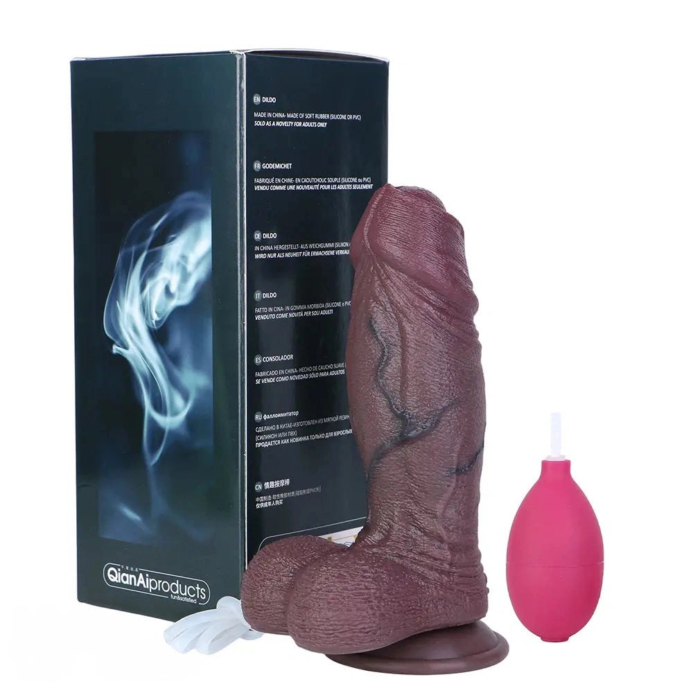 Coffee colored realistic squirting dildo, photo 8