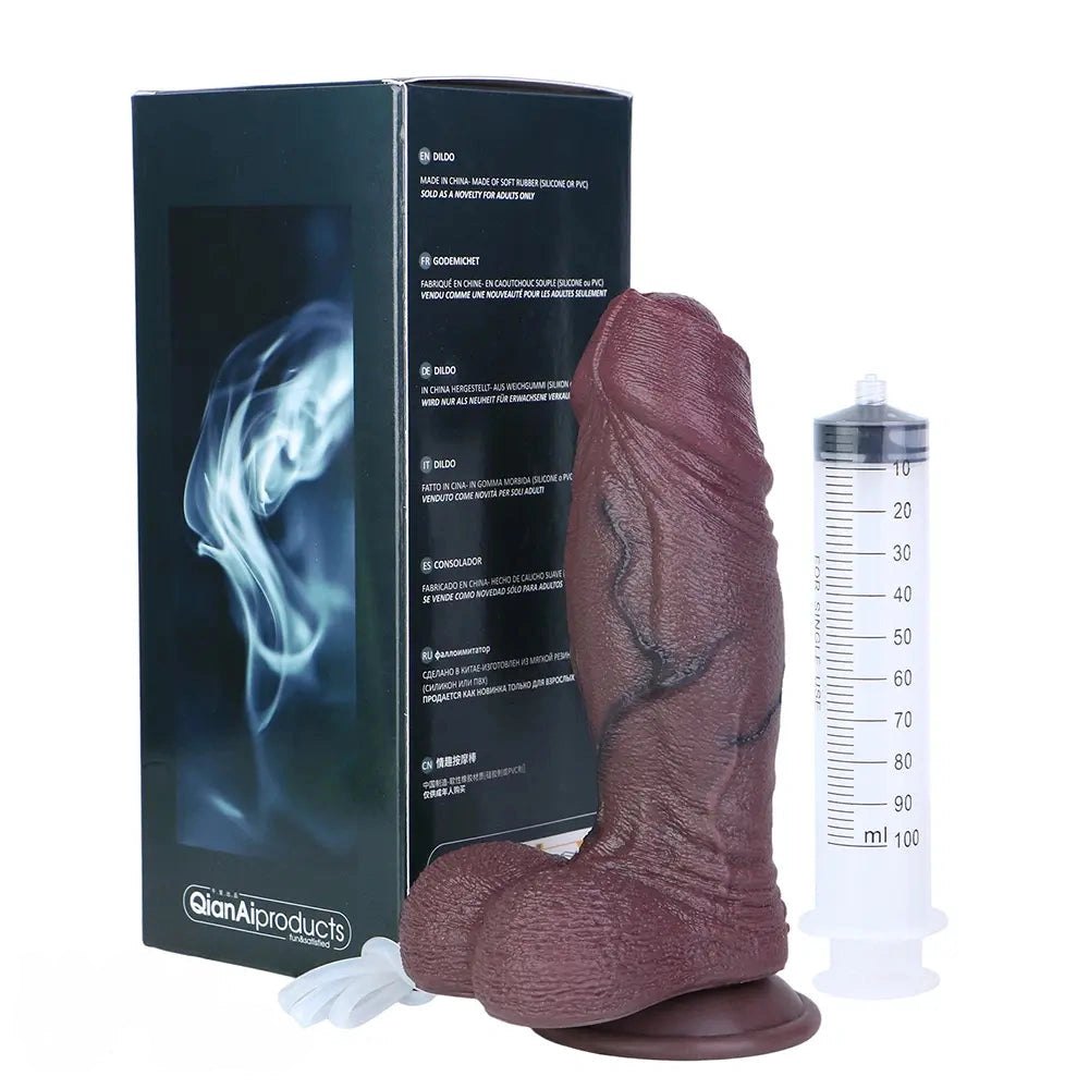 Coffee colored realistic squirting dildo, photo 9