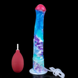 Mixed color ribbed squirting dildo, photo 1