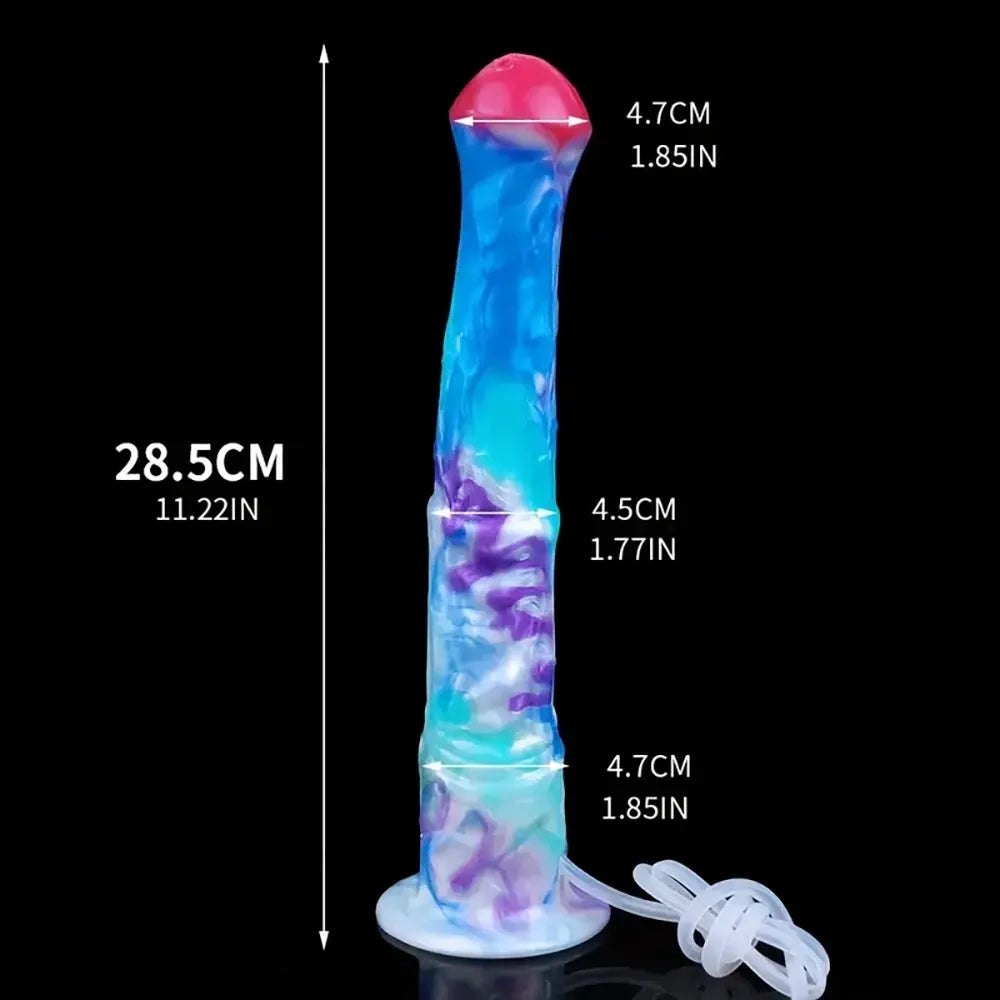 Mixed color ribbed squirting dildo, photo 4