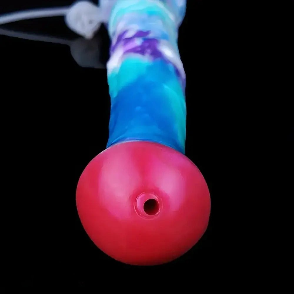Mixed color ribbed squirting dildo, photo 5