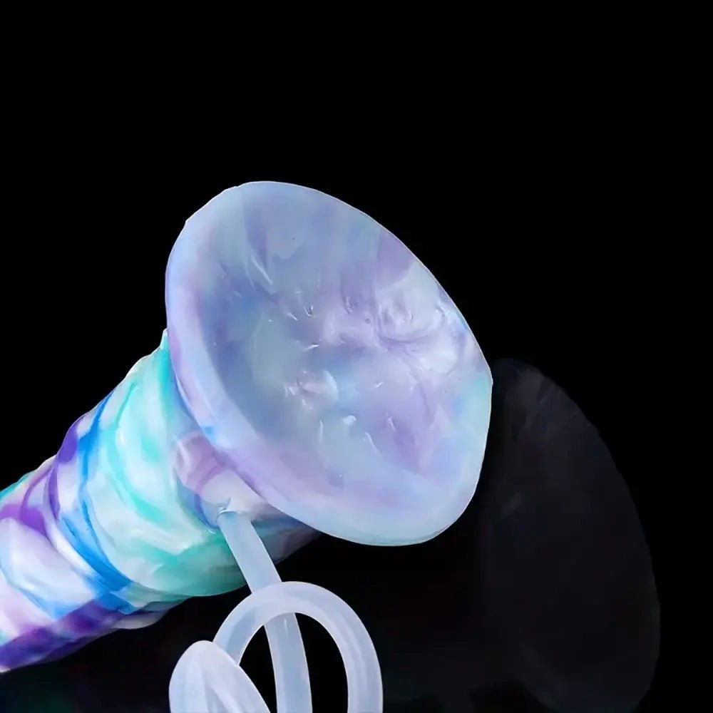 Mixed color ribbed squirting dildo, photo 6