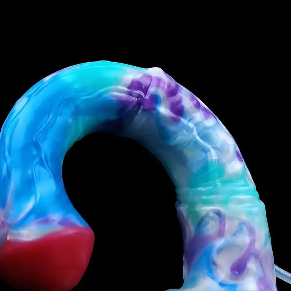 Mixed color ribbed squirting dildo, photo 8