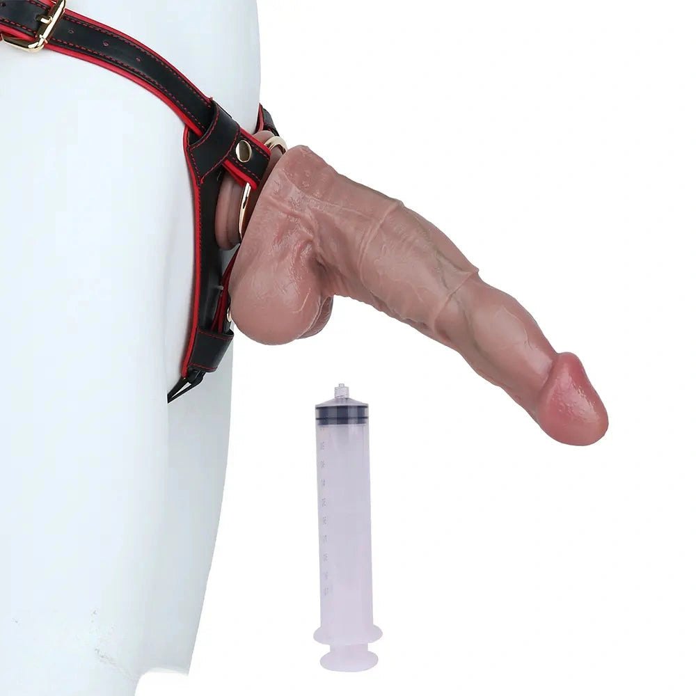Flesh tone silicone squirting dildo with suction cup, photo 13