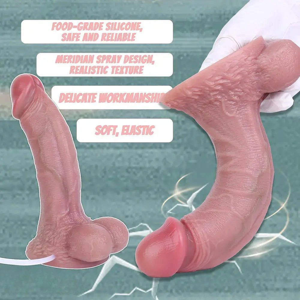 Flesh-tone silicone squirting dildo, photo 10