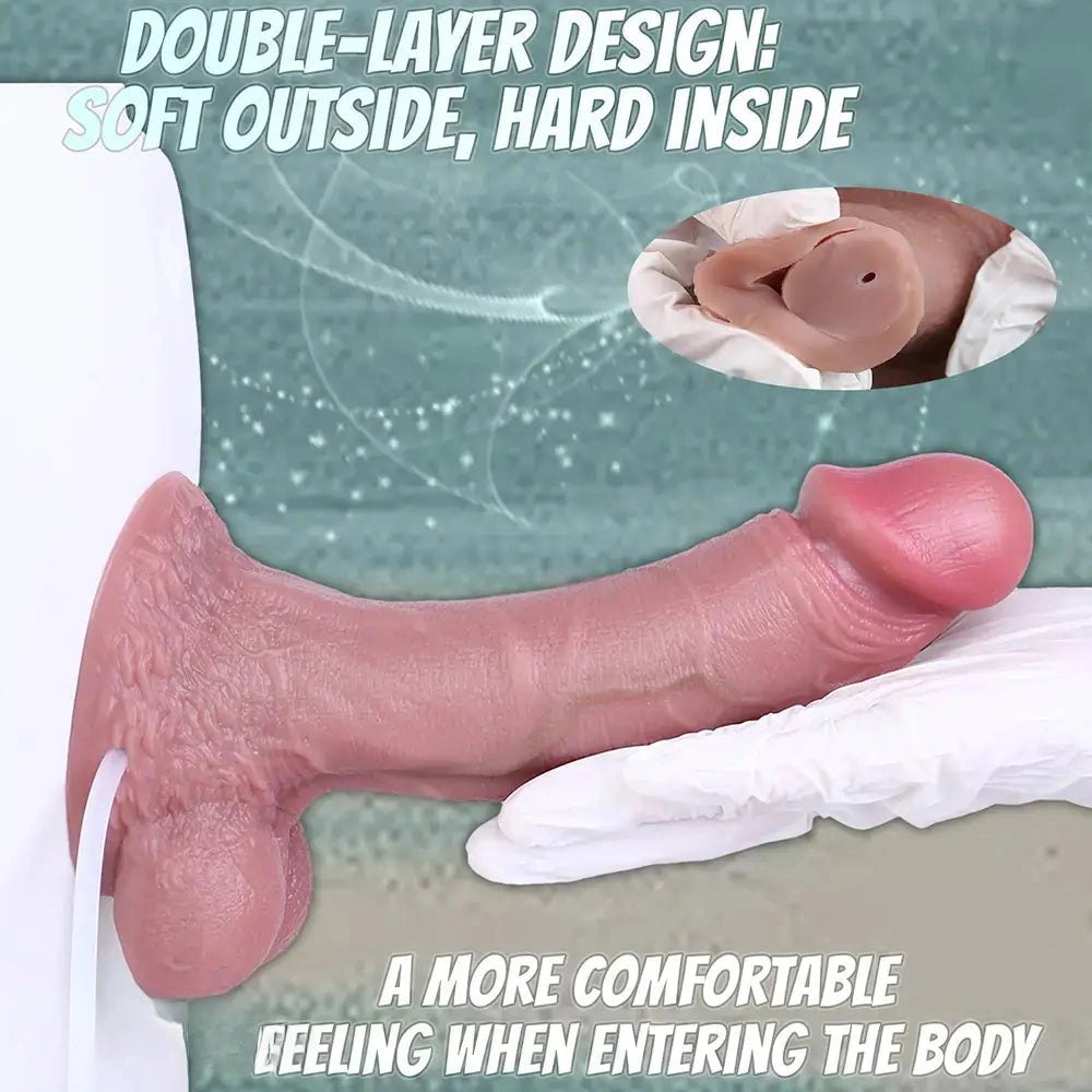 Flesh-tone silicone squirting dildo, photo 8