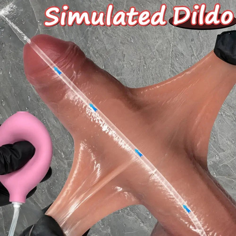 Flesh-tone silicone squirting strap-on dildo, photo 10