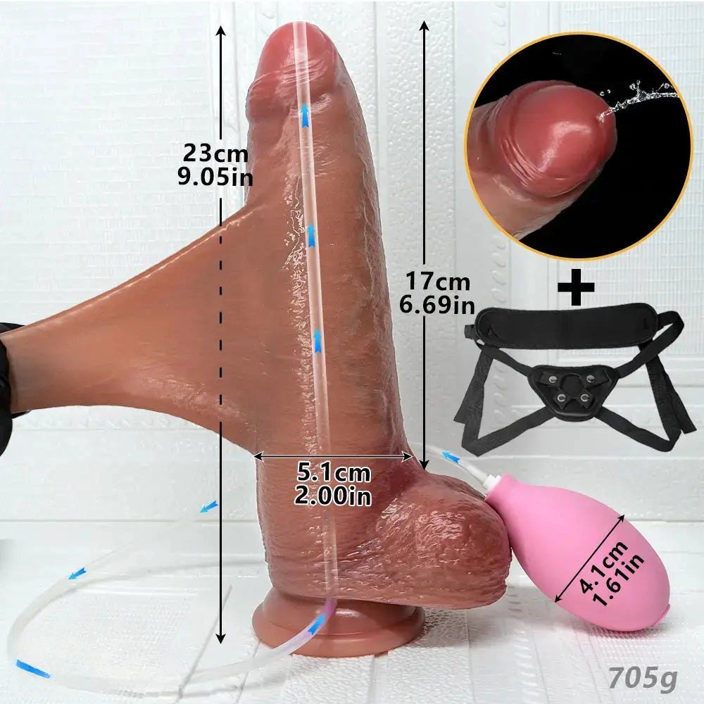 Flesh-tone silicone squirting strap-on dildo, photo 15