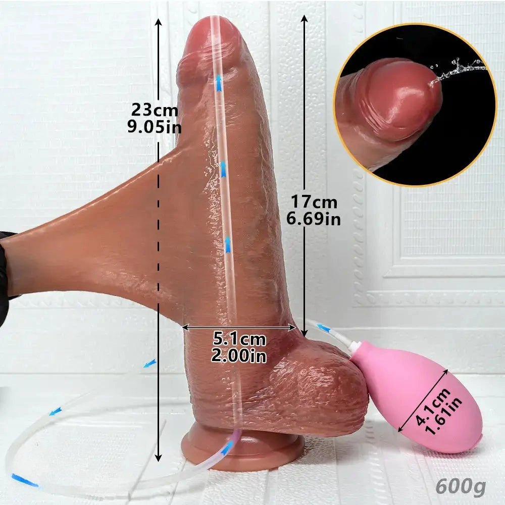 Flesh-tone silicone squirting strap-on dildo, photo 16