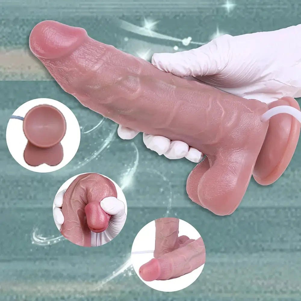 Flesh tone squirting silicone strap-on dildo, photo 8