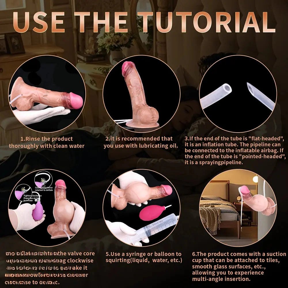 Flesh realistic suction cup dildo with squirting kit, photo 8