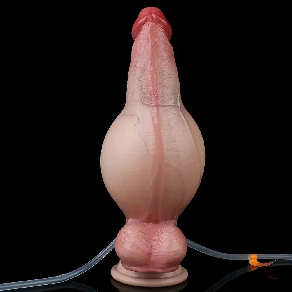 Flesh-toned realistic silicone dildo with suction cup base and syringe kit, photo 11