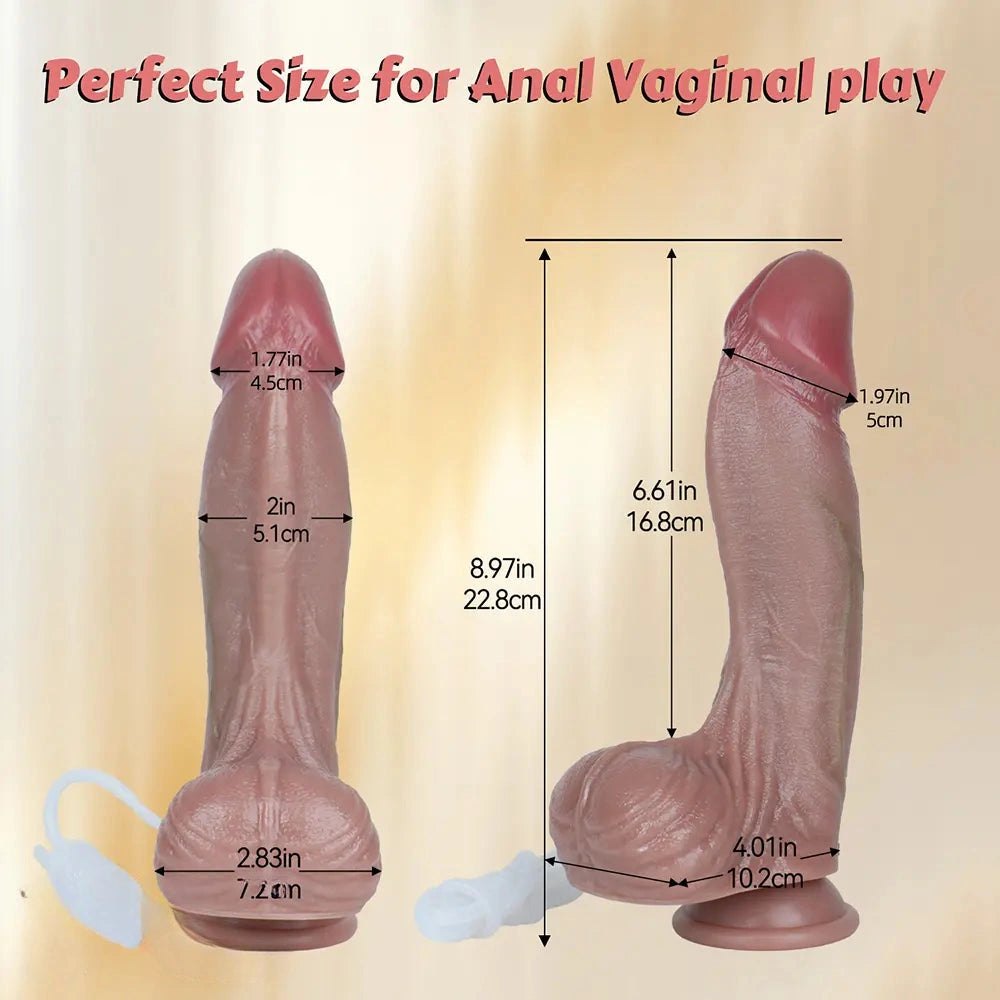 Flesh toned silicone squirting dildo with suction cup base, photo 13
