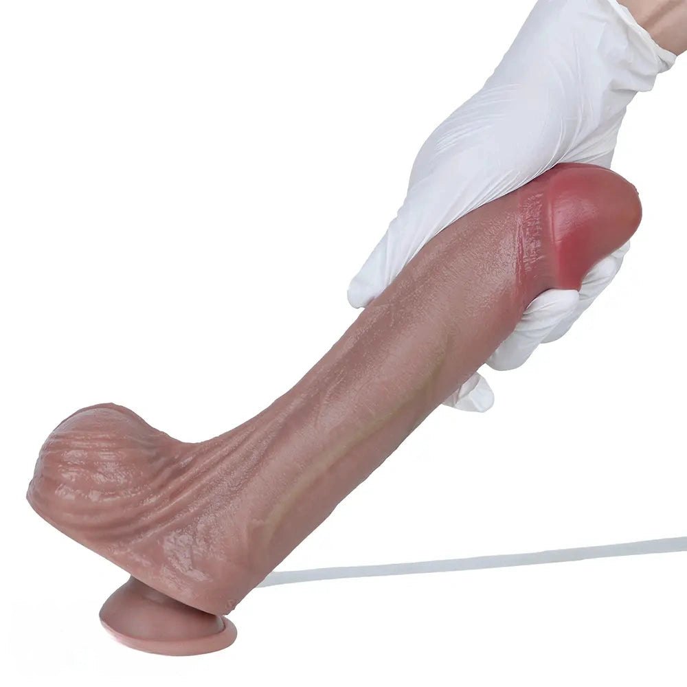 Flesh toned silicone squirting dildo with suction cup base, photo 9