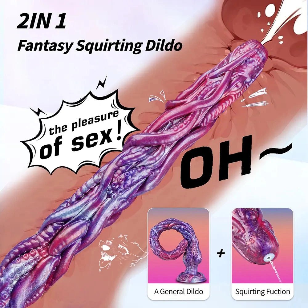 Purple octopus tentacle squirting silicone dildo, photo 7
