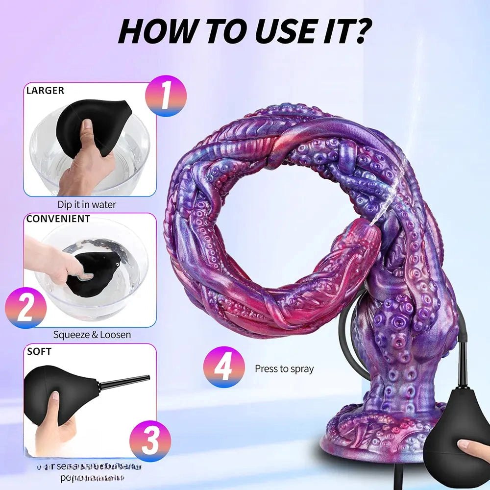 Purple octopus tentacle squirting silicone dildo, photo 8