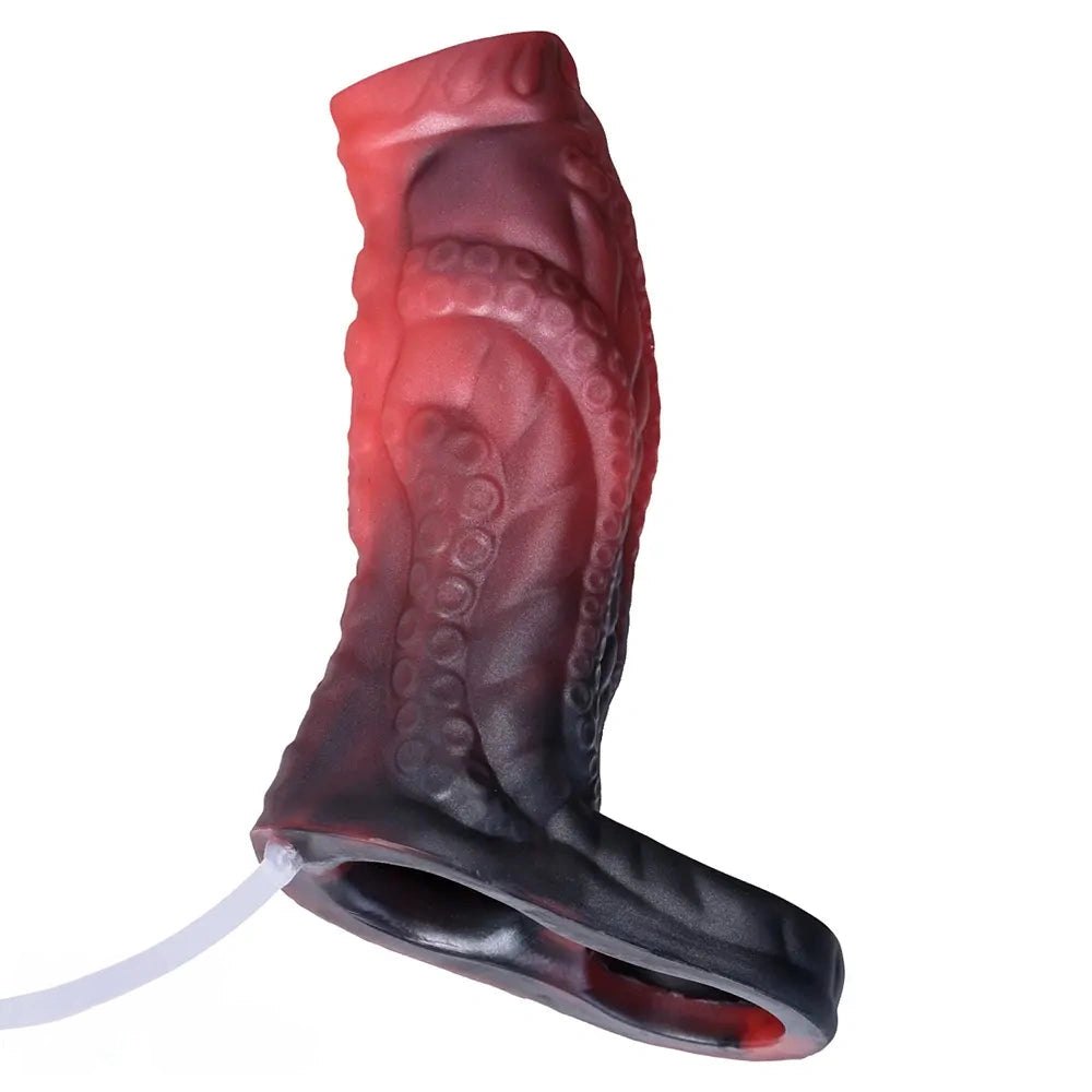 Red textured tentacle penis extension sleeve, photo 2