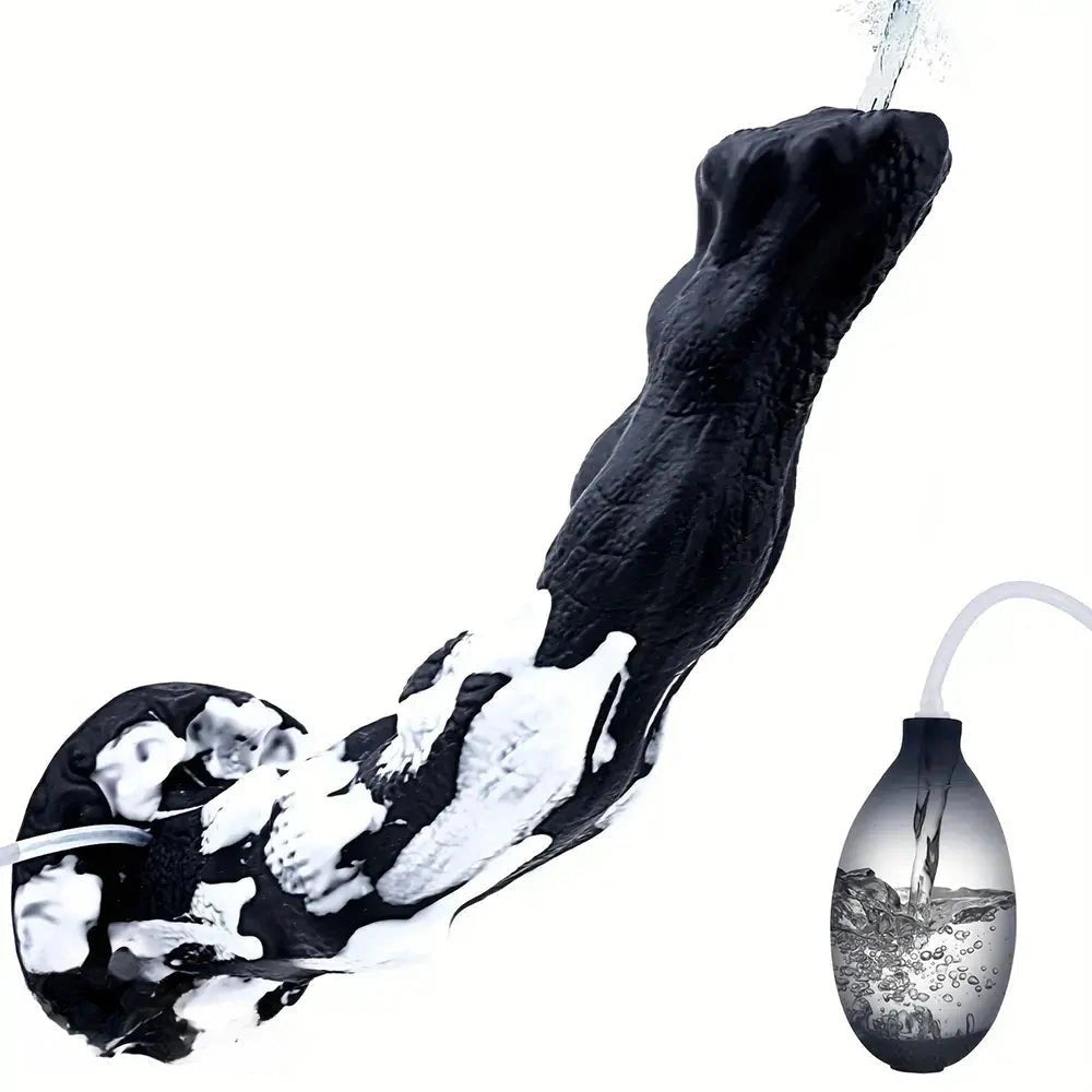 Black and white textured fantasy dildo, photo 1