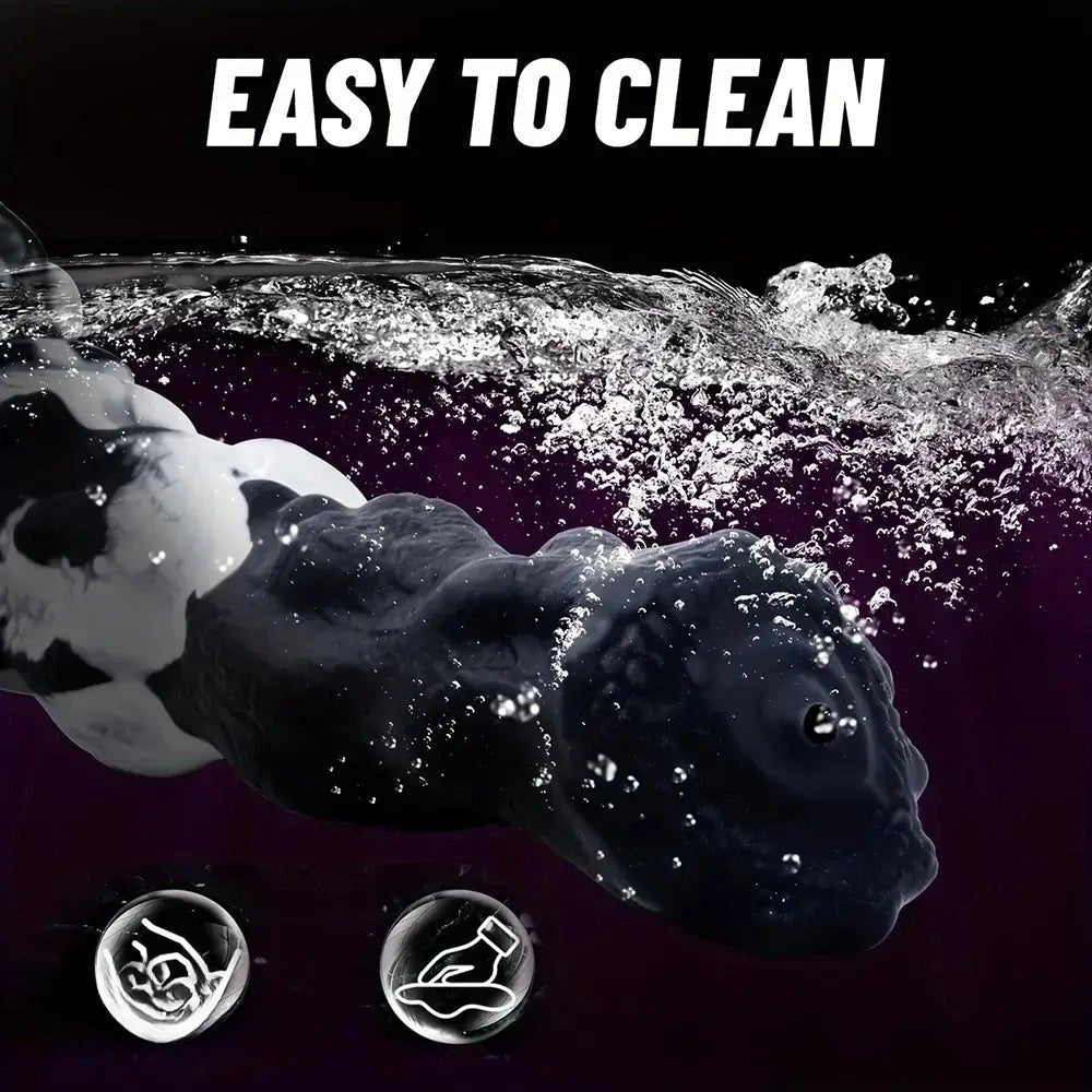 Black and white textured fantasy dildo, photo 3
