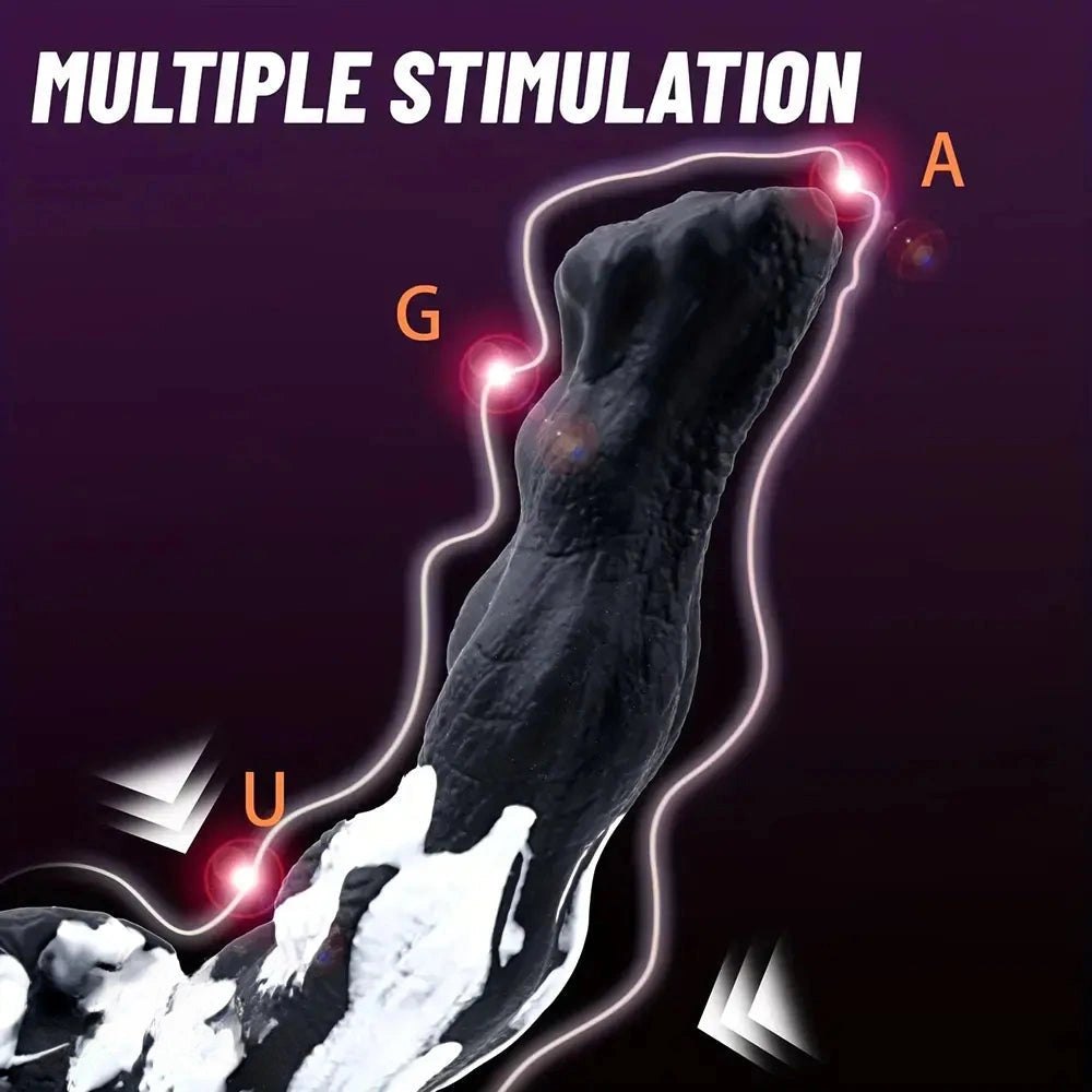 Black and white textured fantasy dildo, photo 4