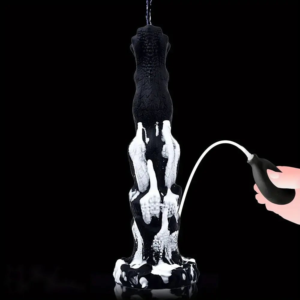 Black and white textured fantasy dildo, photo 6
