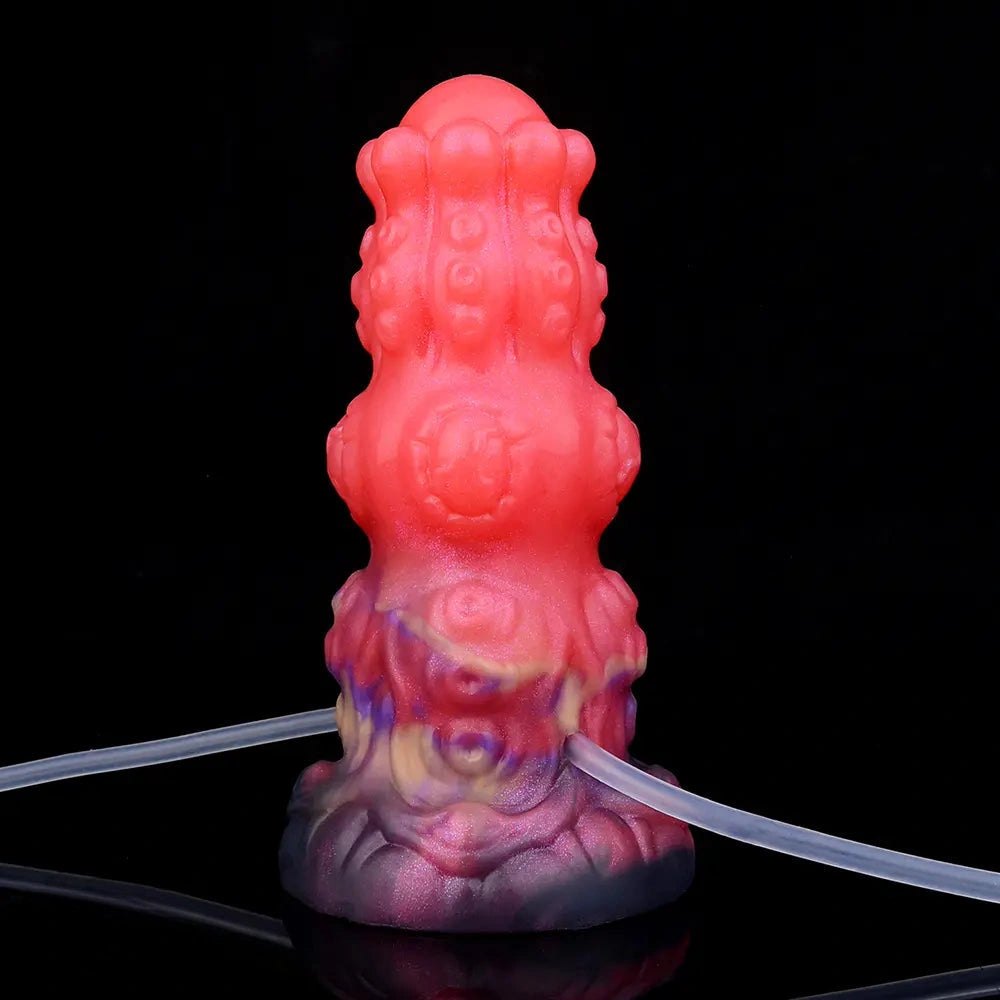 Red squirting thick silicone fantasy dildo, photo 12