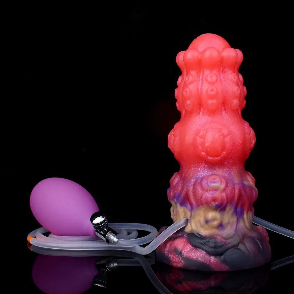 Red squirting thick silicone fantasy dildo, photo 13