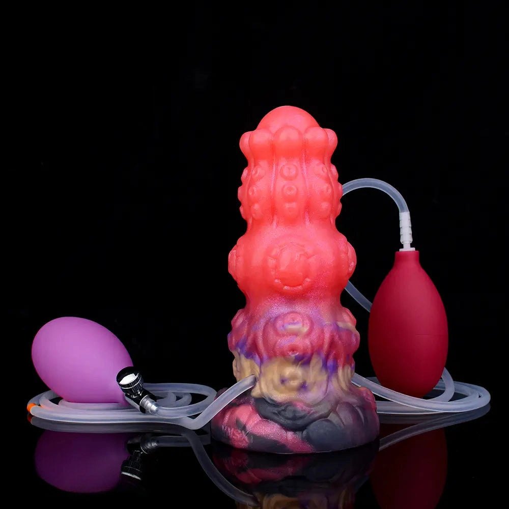 Red squirting thick silicone fantasy dildo, photo 14