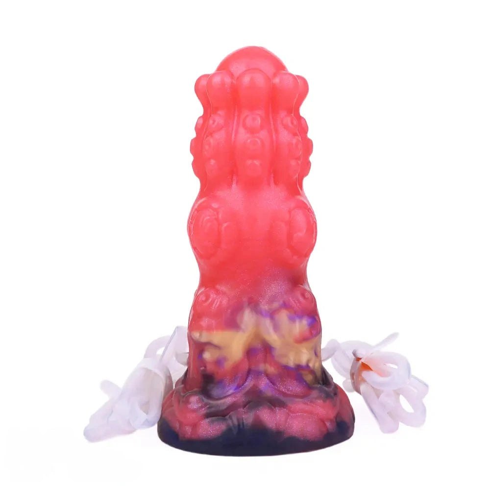 Red squirting thick silicone fantasy dildo, photo 2