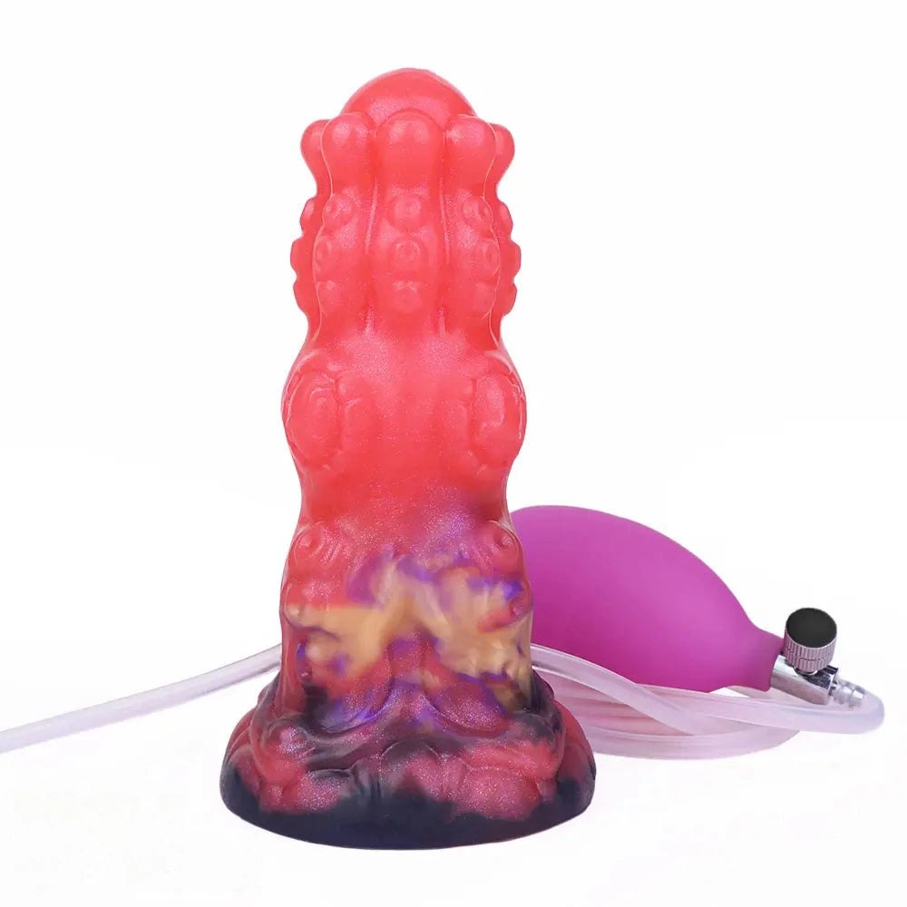 Red squirting thick silicone fantasy dildo, photo 3
