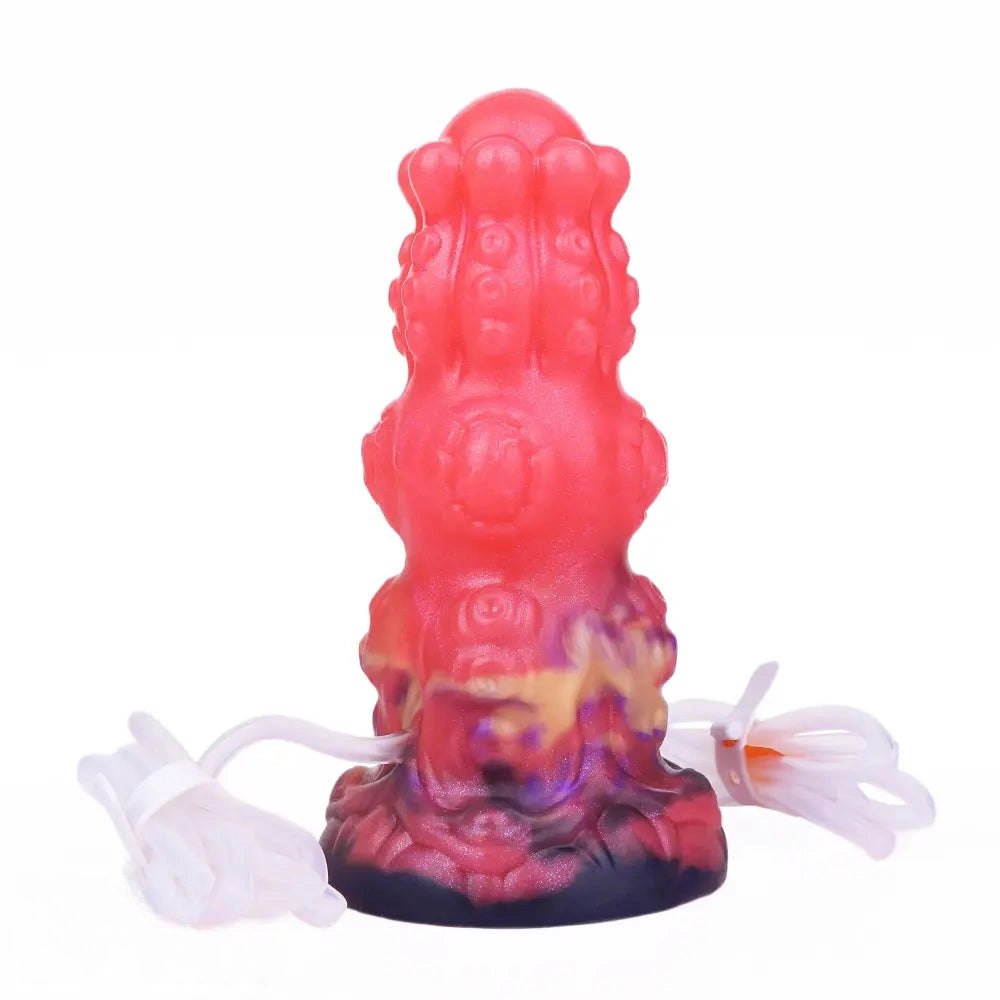Red squirting thick silicone fantasy dildo, photo 4