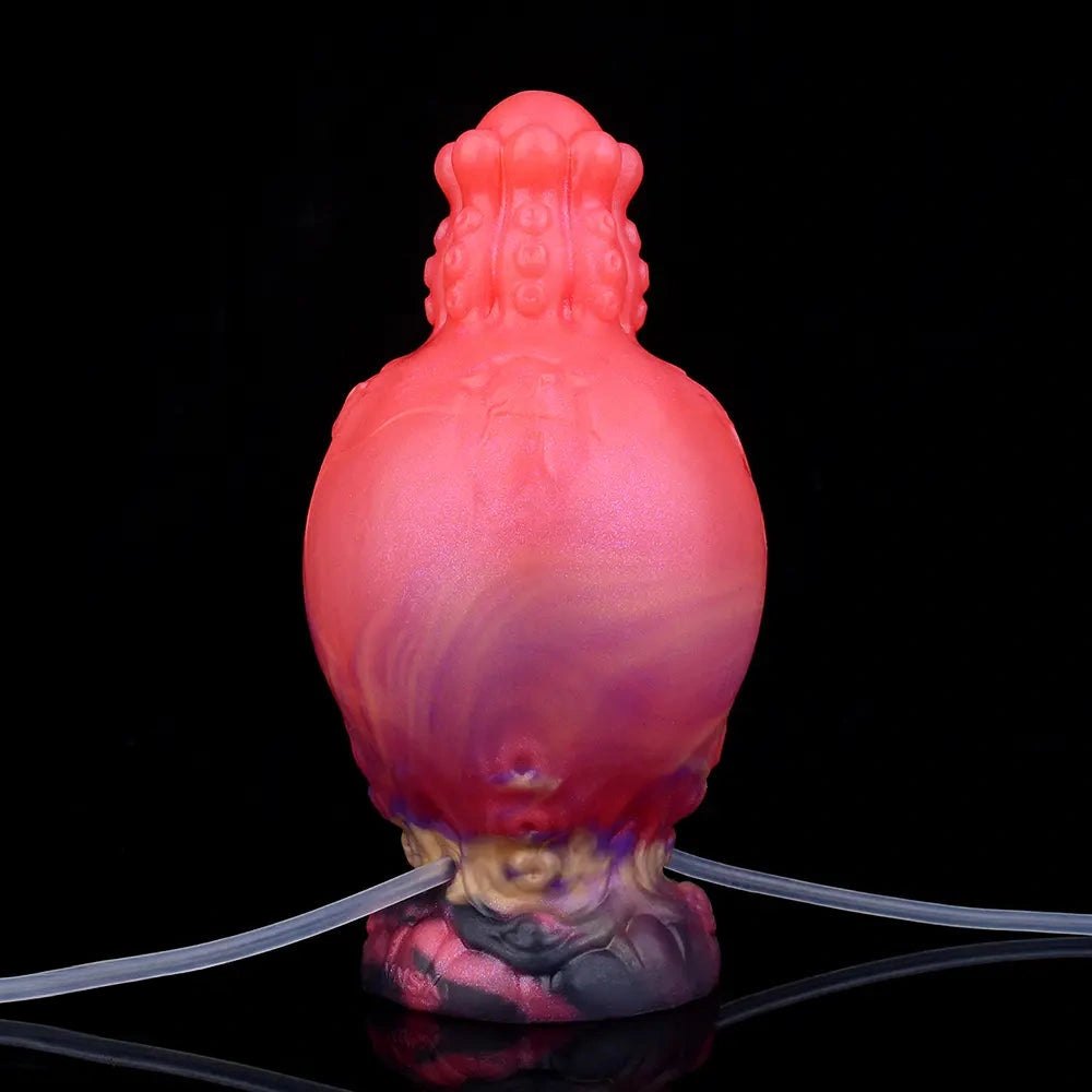Red squirting thick silicone fantasy dildo, photo 8
