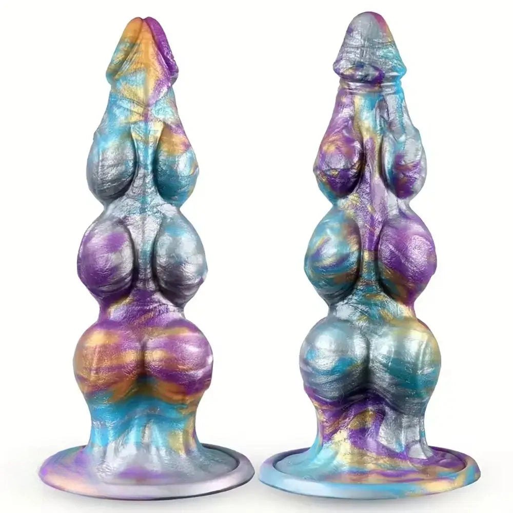 Multicolor silicone knot fantasy dildo, photo 1