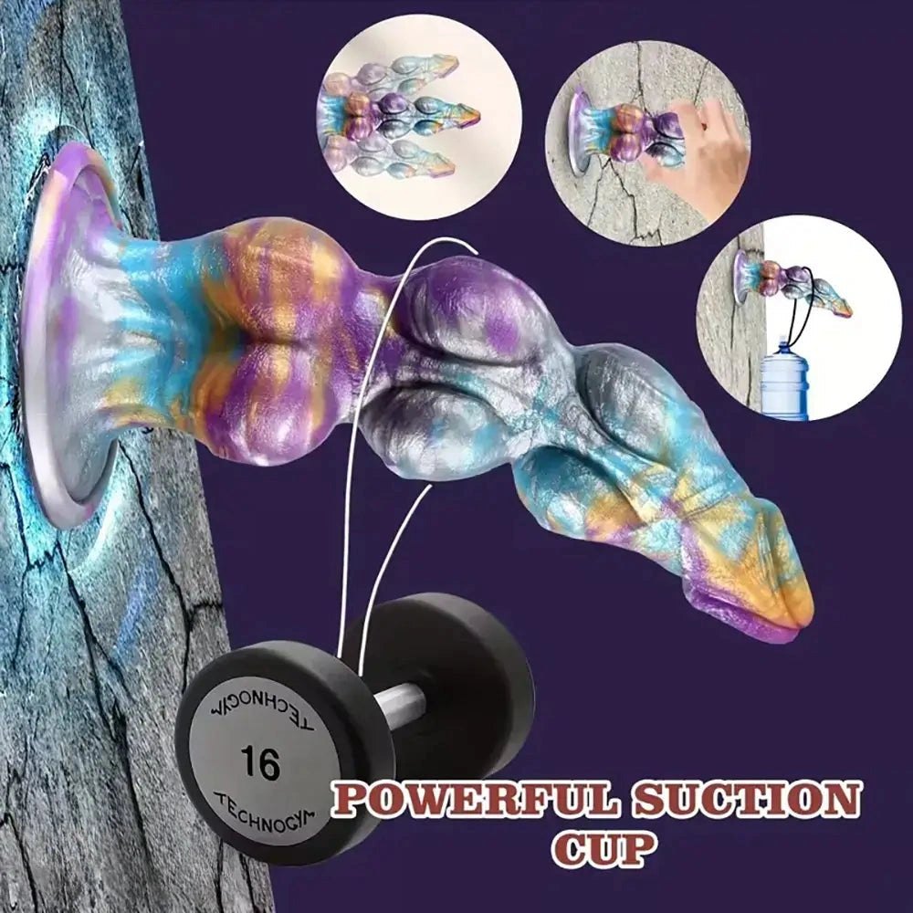 Multicolor silicone knot fantasy dildo, photo 2