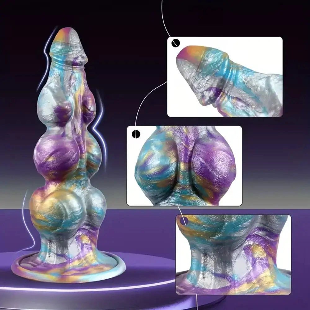 Multicolor silicone knot fantasy dildo, photo 4