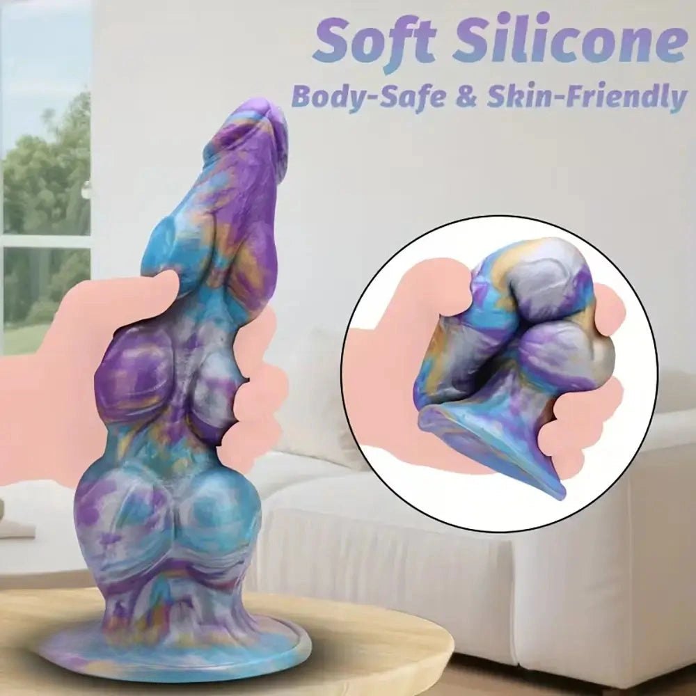 Multicolor silicone knot fantasy dildo, photo 8
