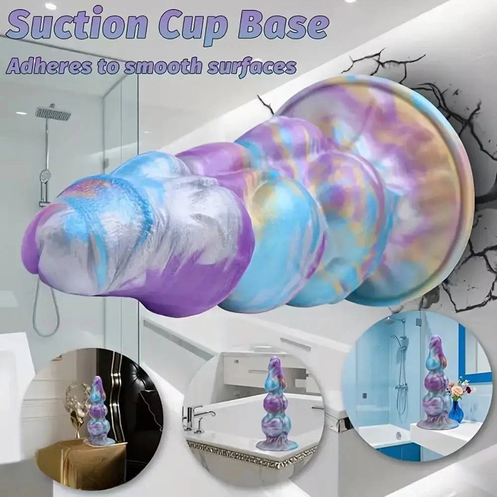 Multicolor silicone knot fantasy dildo, photo 9