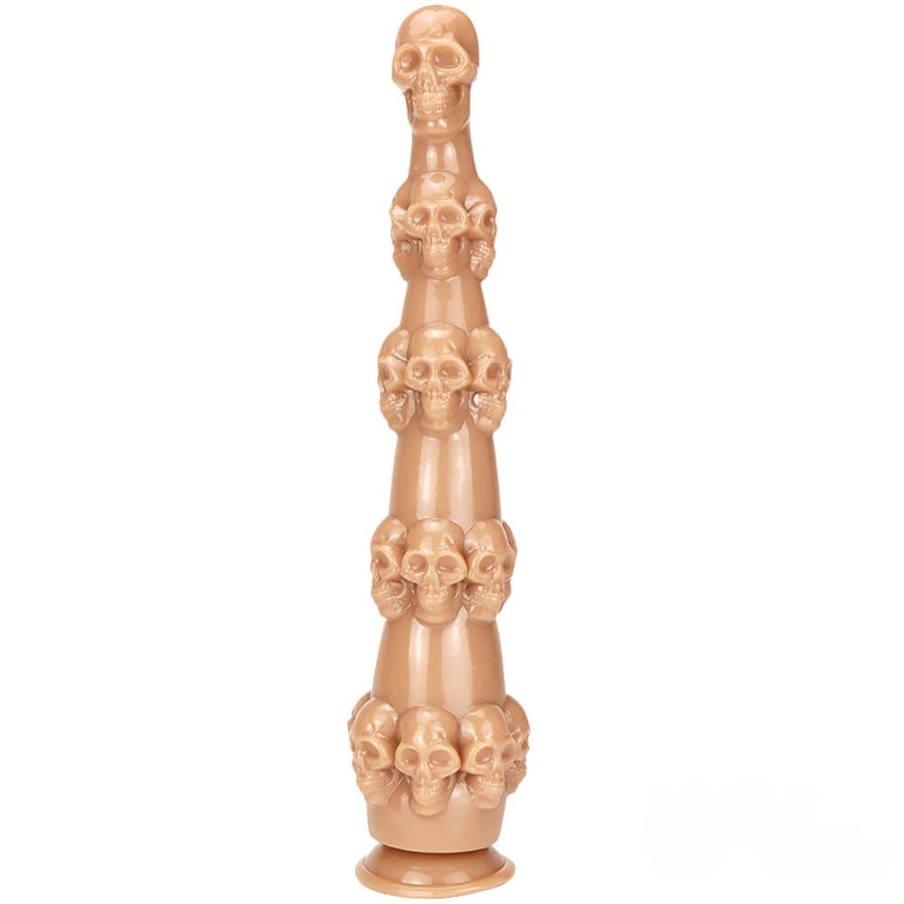 Brown stacked skull fantasy dildo